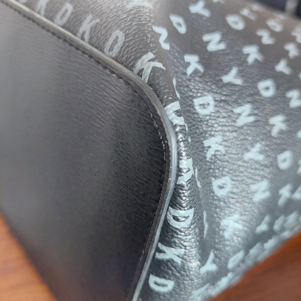 DKNY Black Medium Monogram Print Tote Bag | Gently Used |