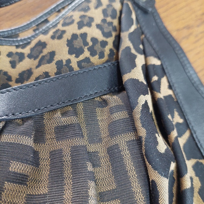 Fendi Canvas Monogram & Cheetah Print Hobo Bag | Pre Loved |