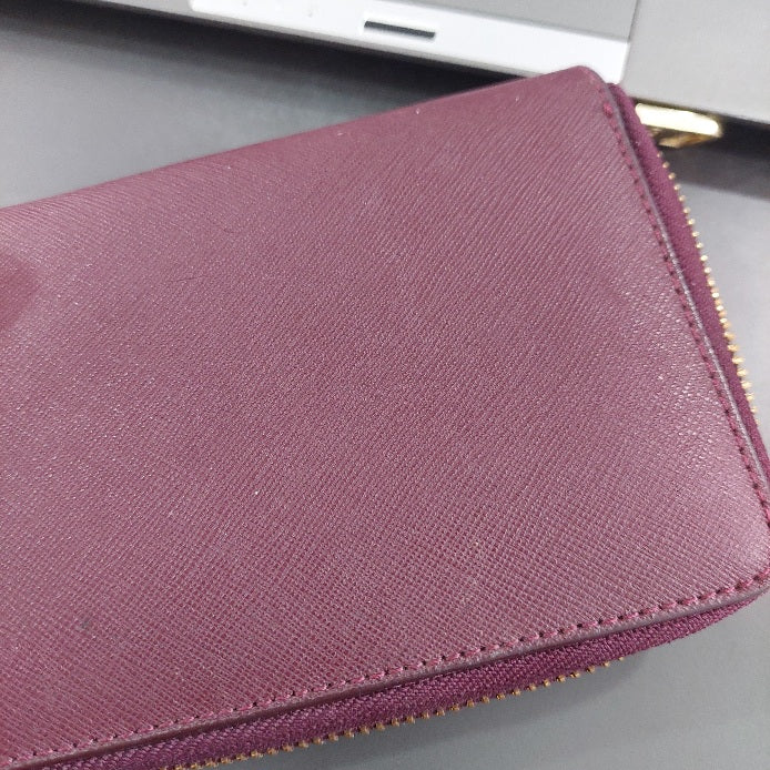 Tory Burch Burgundy Leather Zip-Around Wallet | Pre Loved |