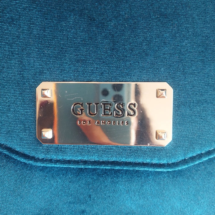Guess Teal Vivi Velvet Top-Handle Flap Bag | Pre Loved |