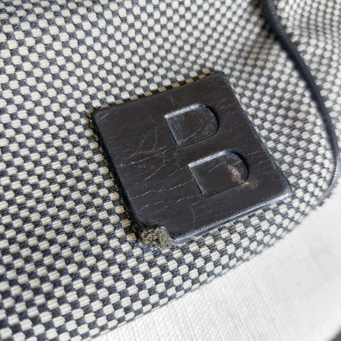 Bally Leather Tweed Canvas Shoulder Hobo Bag | Pre Loved |