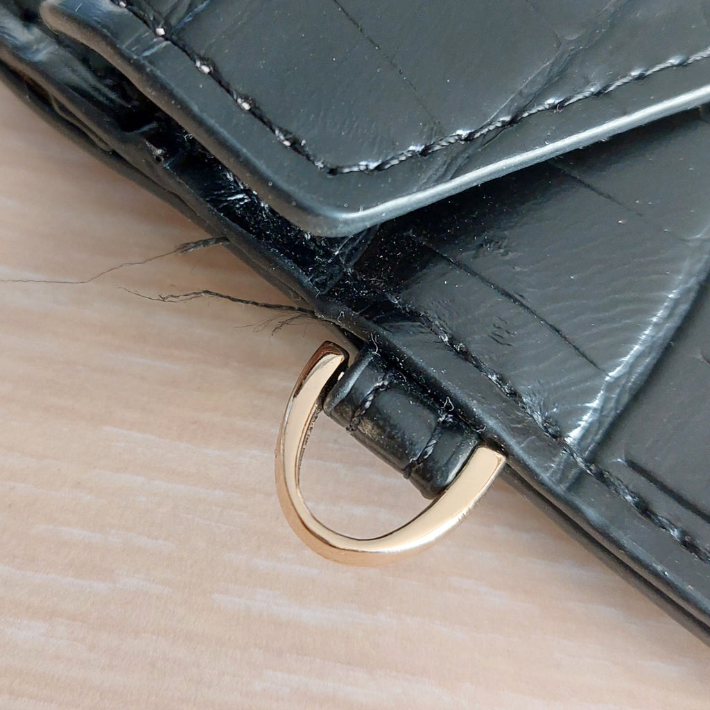 Dune Black Stanton Croc Cardholder Lanyard Wallet | Pre Loved |