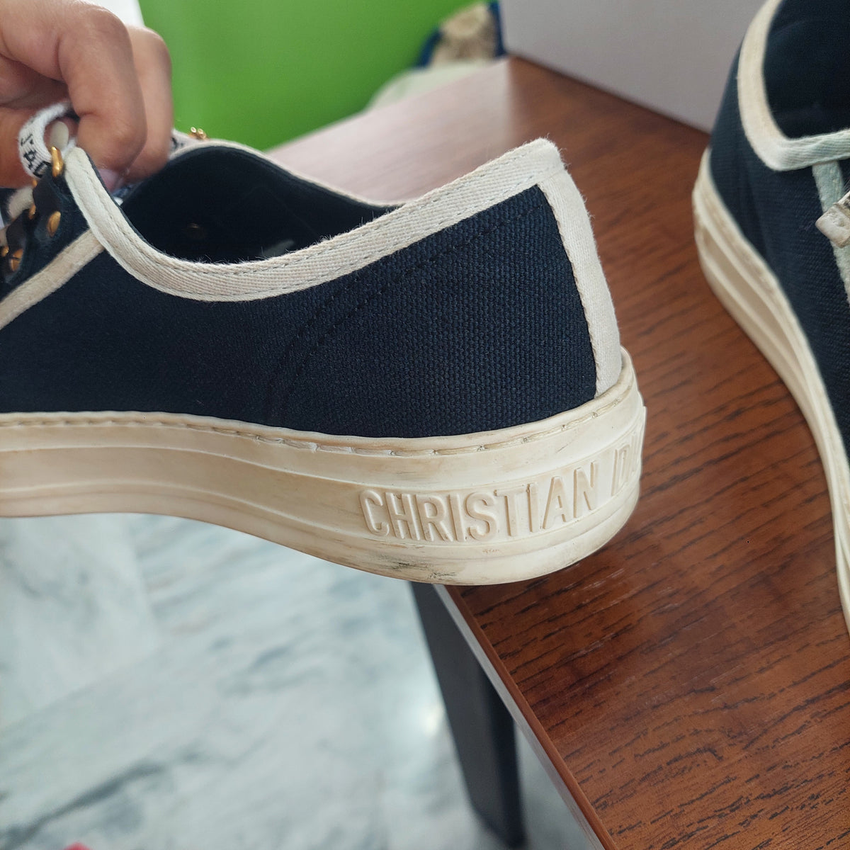 Christian Dior Walk'n'Dior Black & White Canvas Sneakers | Pre Loved |