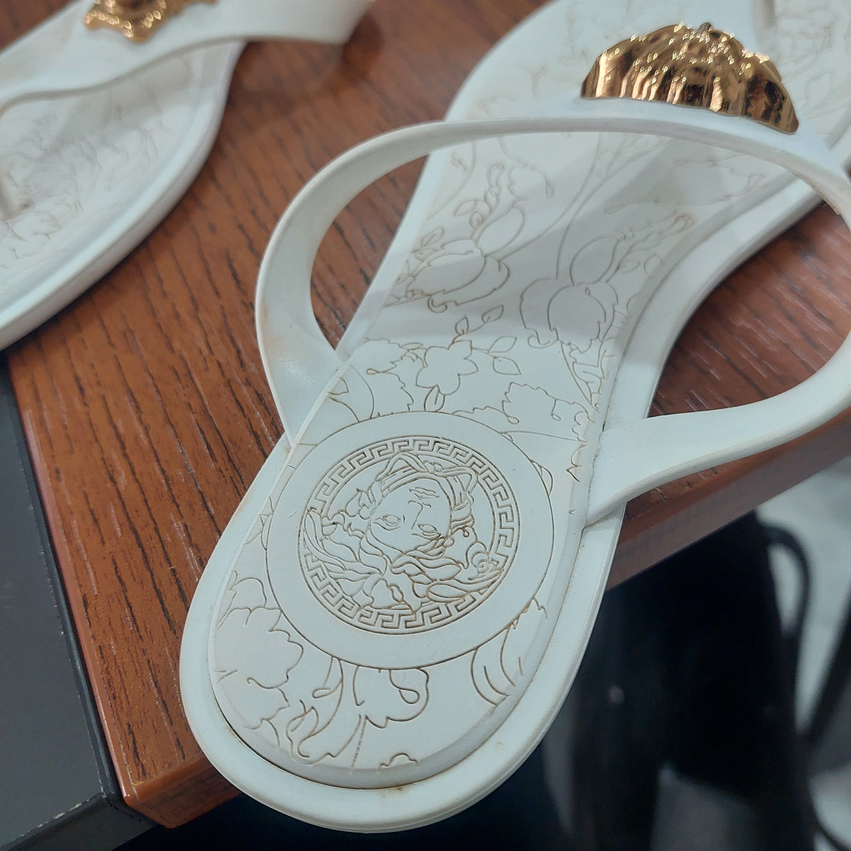 Versace White Medusa Thong Sandals | Pre Loved |