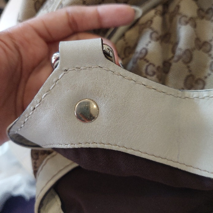 Gucci Beige Sukey Monogram Canvas With Leather Trim shoulder bag | Pre Loved |