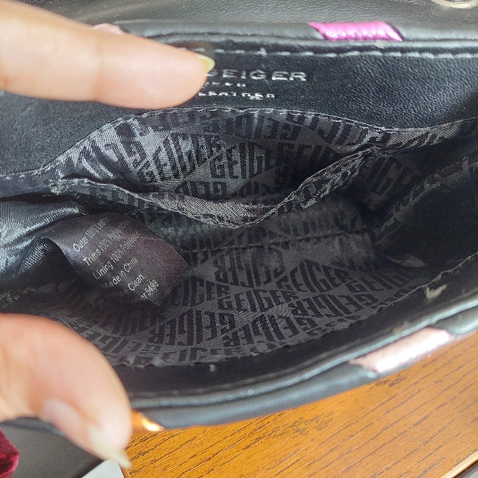Kurt Geiger Black Leather Mini Kensington Rainbow Bag | Pre Loved |