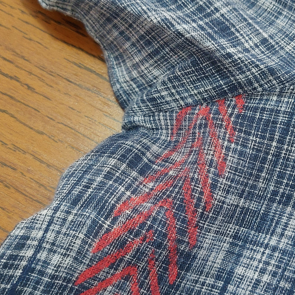 Blocked Grey Blue & Red Printed Kurta | Gently Used |