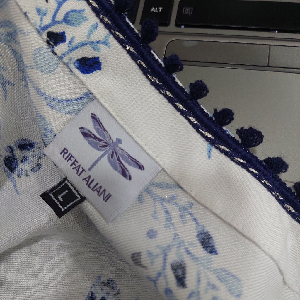 Riffat Aliani White & Blue Printed Co-ord Set | Gently Used |