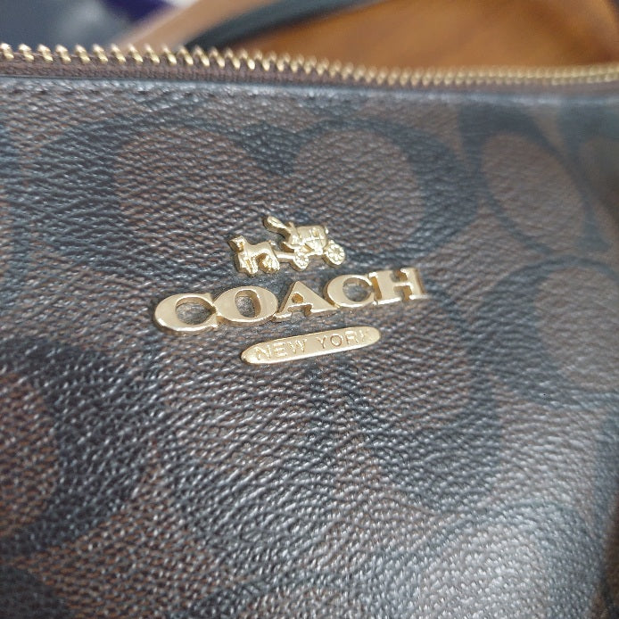 Coach Brown & Black Monogram Signature Coated Canvas Leather Ava Tote Bag | Pre Loved |