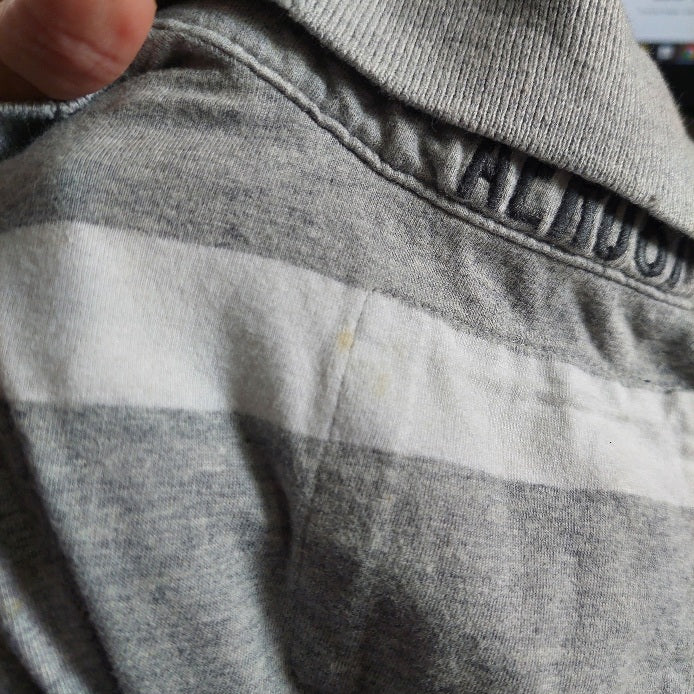 Aeropostale Men's Grey & White Striped Polo Shirt | Brand New |