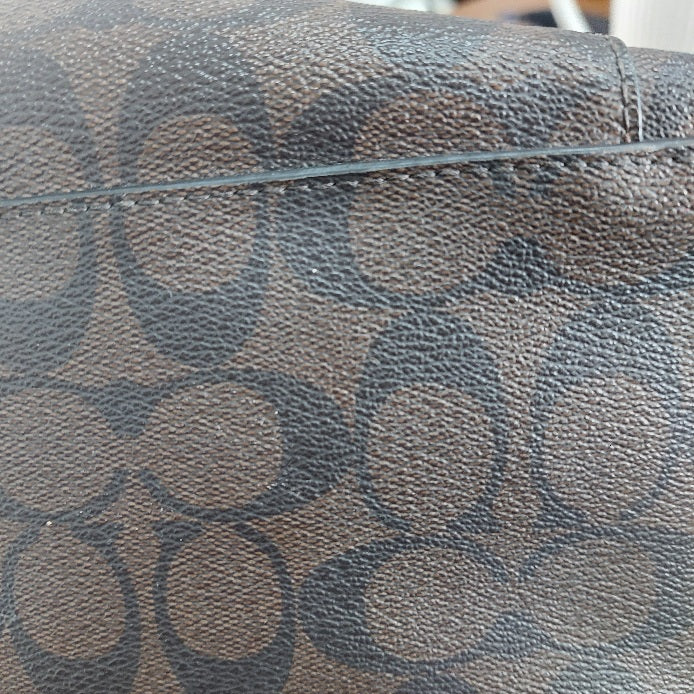 Coach Brown & Black Monogram Signature Coated Canvas Leather Ava Tote Bag | Pre Loved |