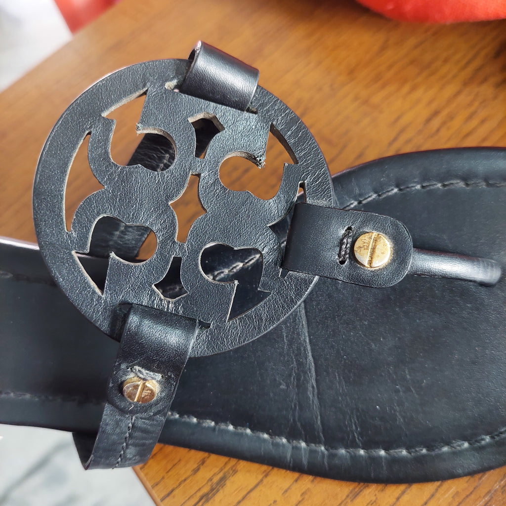 Tory Burch Black Leather 'Miller' Sandals | Pre Loved |