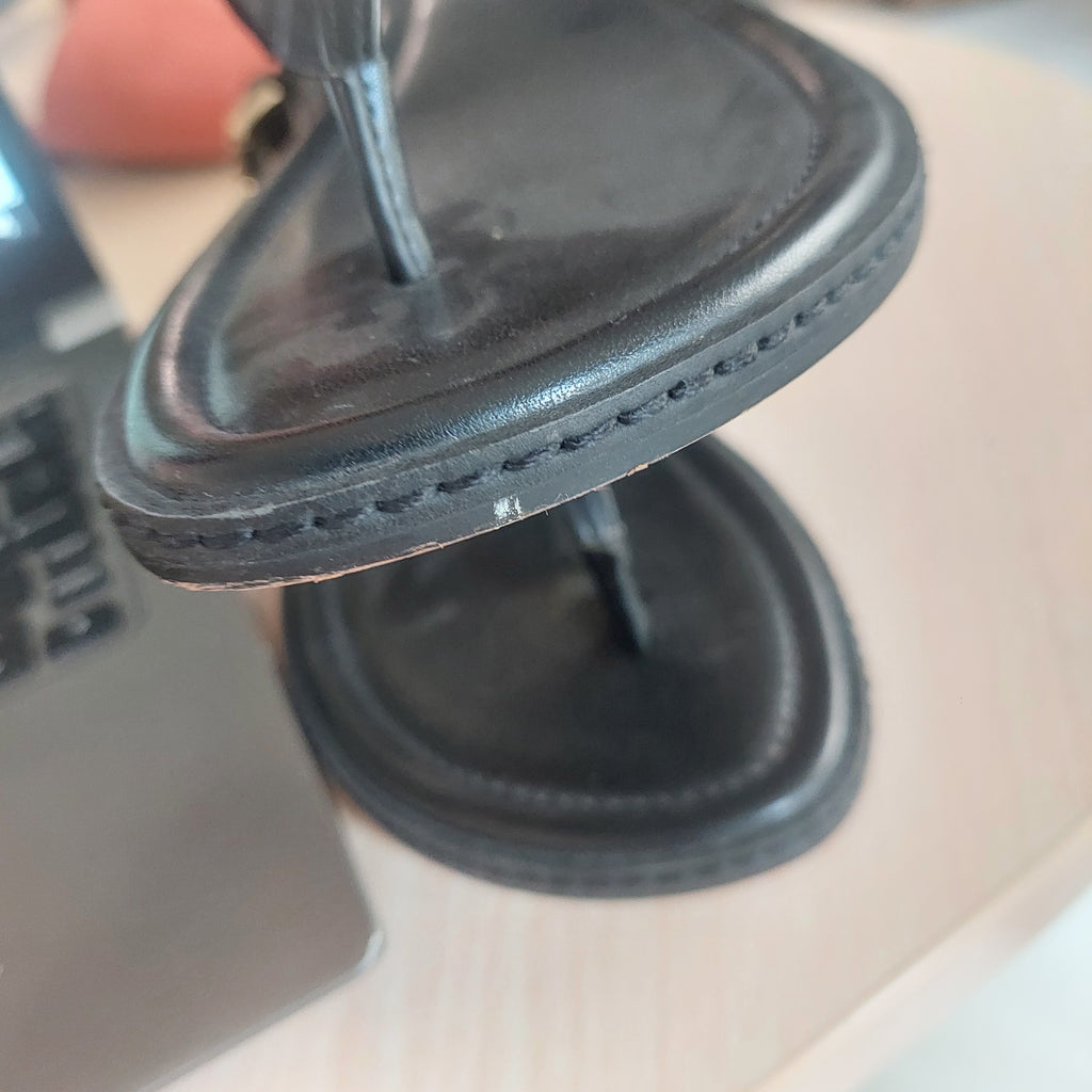 Michael Kors Black Leather 'Carmen' Sandals | Gently Used |
