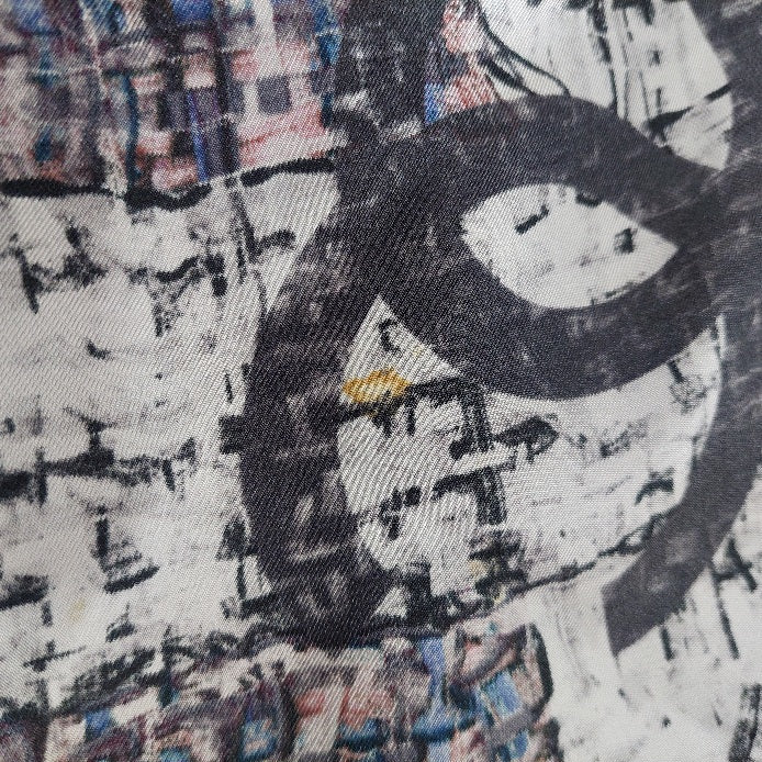 Chanel White Abstract Print Silk Square Scarf | Pre Loved |