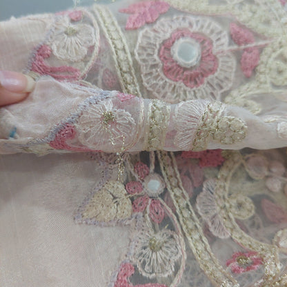 Threads & Motifs Light Pink Mirror Embroidered Outfit (3 Pieces) | Gently Used |