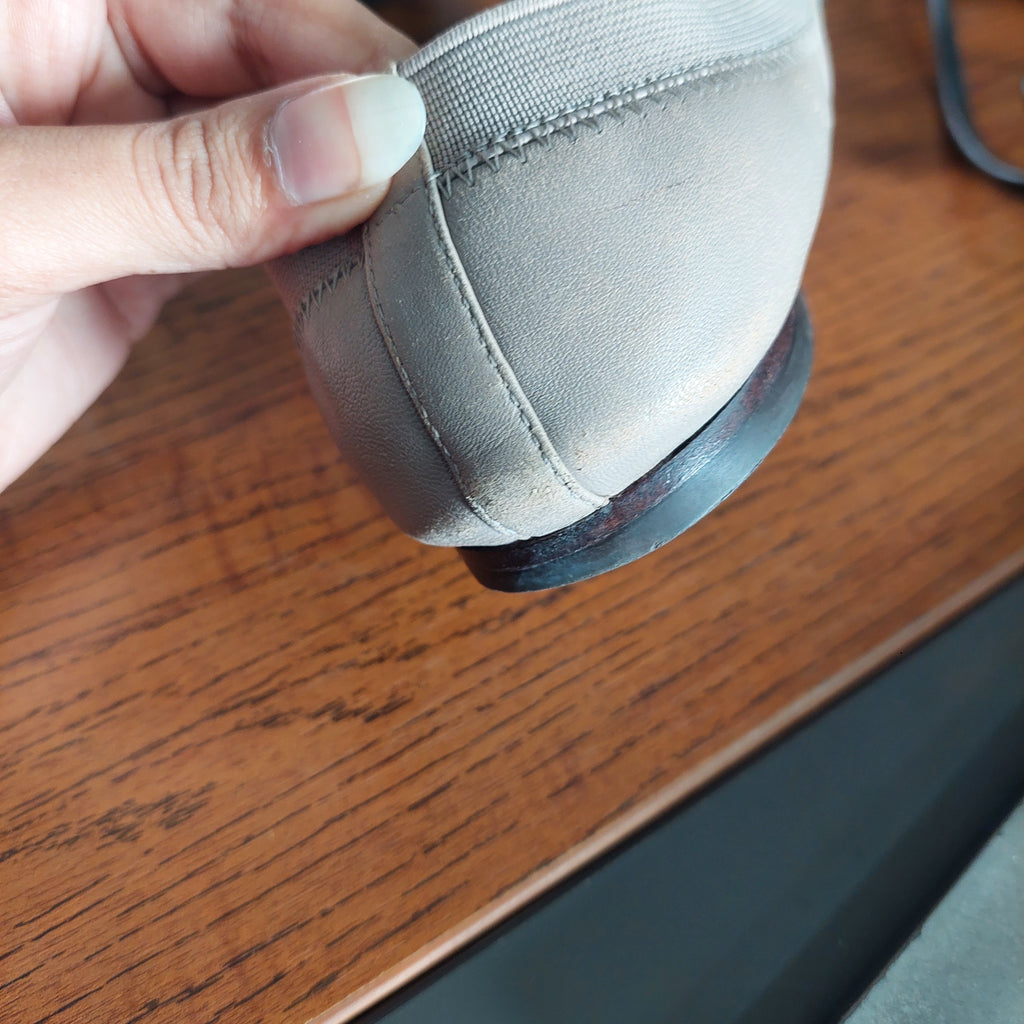 Tory Burch Grey Leather Two-Toned Jolie Ballet Flats | Pre Loved |