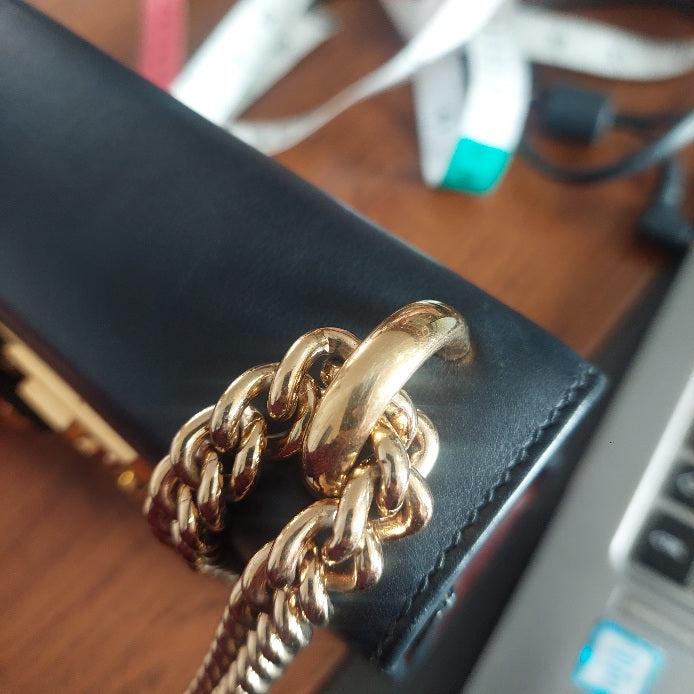 Gucci Black & Beige Padlock Leather Crossbody Bag | Pre Loved |