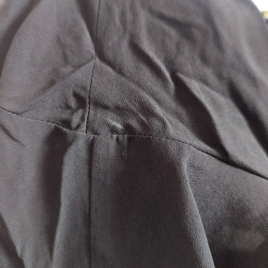 ZARA Black Semi-Sheer Satin Trim Collared Shirt | Pre Loved |