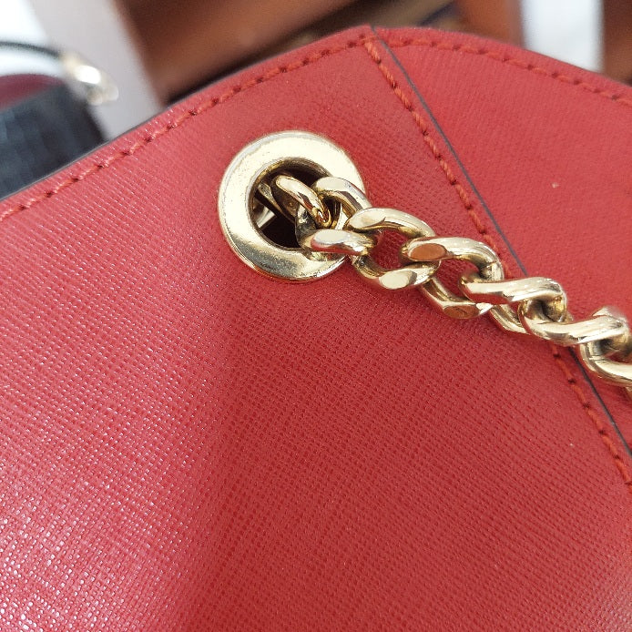 Michael Kors Red Jet Set Travel Large Chain Shoulder Tote Bag | Pre Loved |