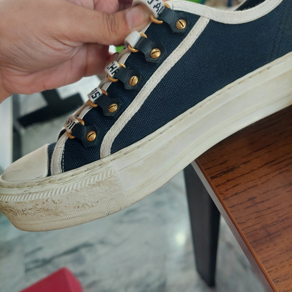Christian Dior Walk'n'Dior Black & White Canvas Sneakers | Pre Loved |