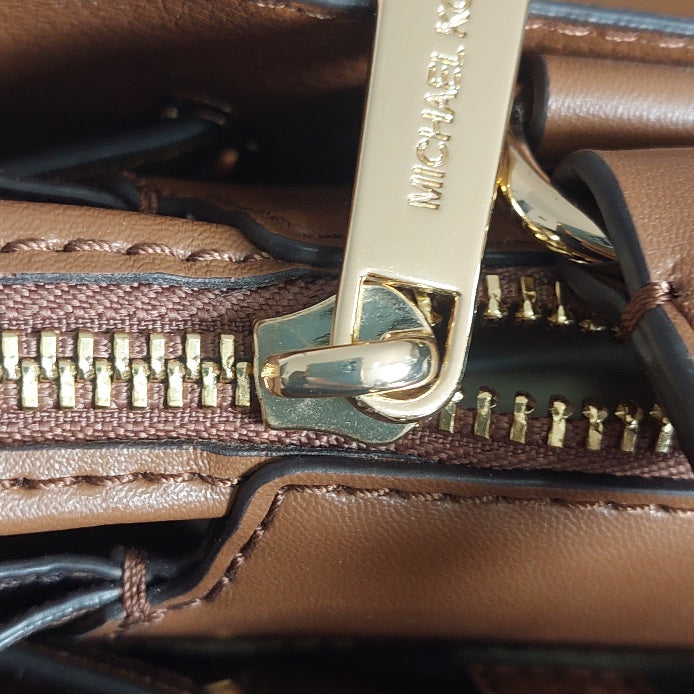 Michael Kors Brown Signature Leatherette Reed Satchel Bag | Gently Used |