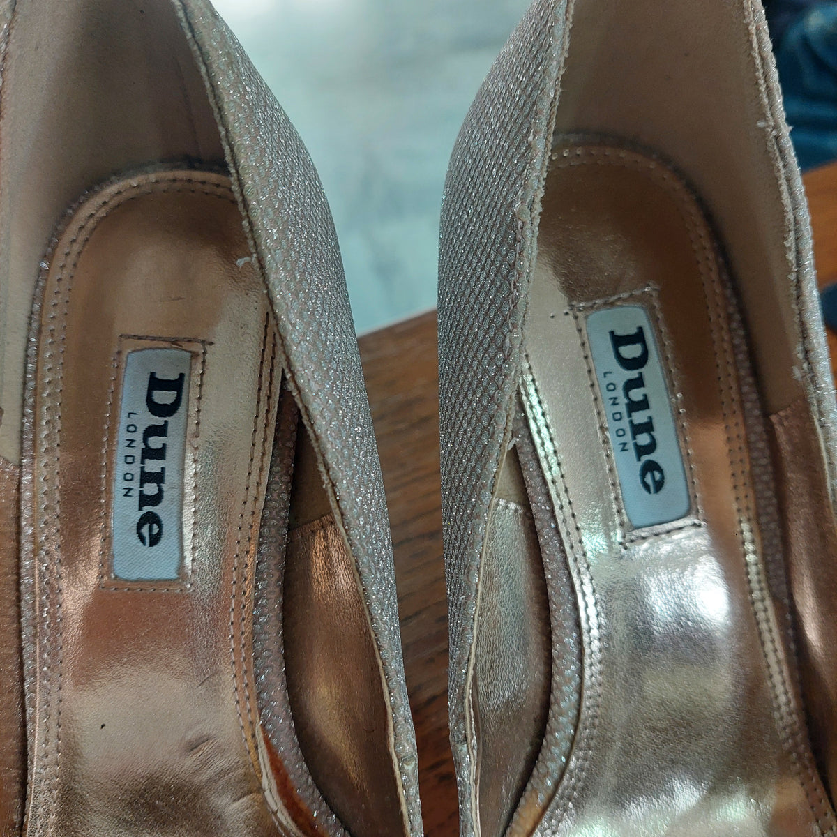 Dune London Amelia Champagne Gold Pointed Heels | Pre Loved |