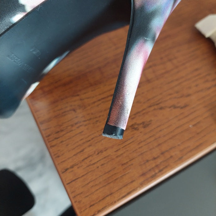 Nine West Black Floral Pattern Heels | Pre Loved |