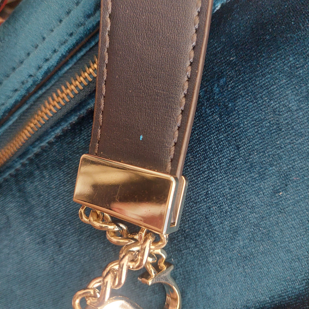 Guess Teal Vivi Velvet Top-Handle Flap Bag | Pre Loved |