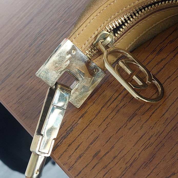 Gucci Brown Suede Leather Trimmed Shoulder Bag | Pre Loved |