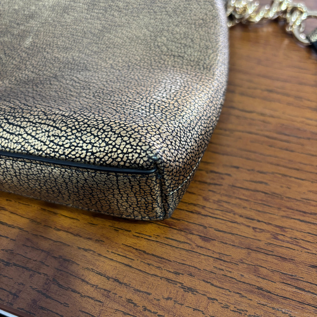Coach Gold Metallic Pebble Leather Crosstown Crossbody Bag | Pre Loved |