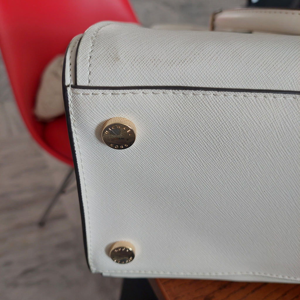 Michael Kors White “HOPE” Large Leather Satchel Bag | Pre Loved |