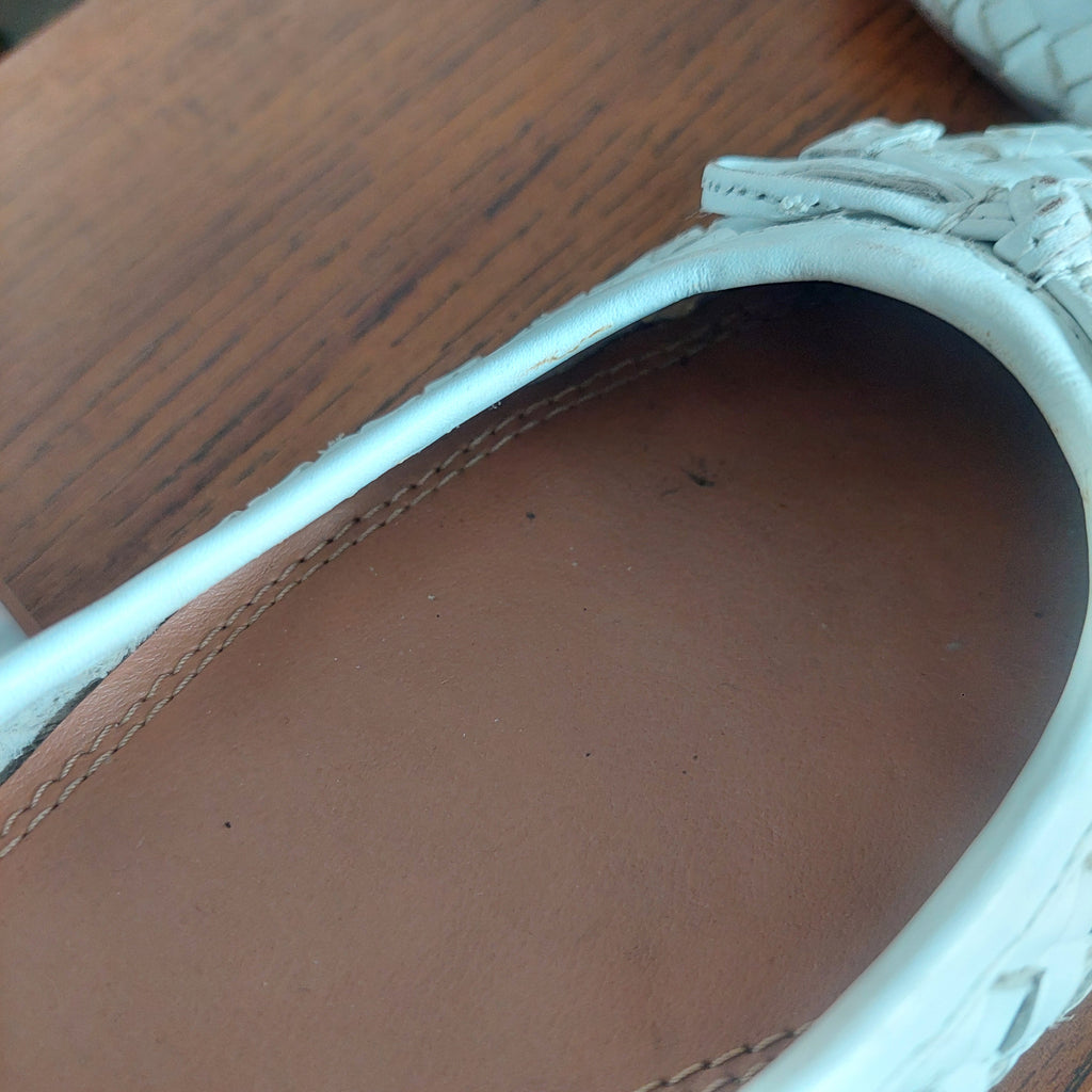 Dune White Leather Hartleys Ballet Flats | Pre Loved |