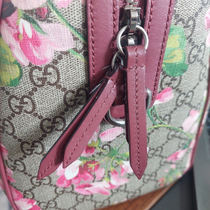 Gucci Pink/Beige GG Supreme Canvas Medium Blooms Boston Bag | Gently Used |