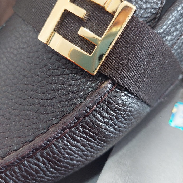 Fendi Men's Brown Leather Driver Loafers | Brand New |