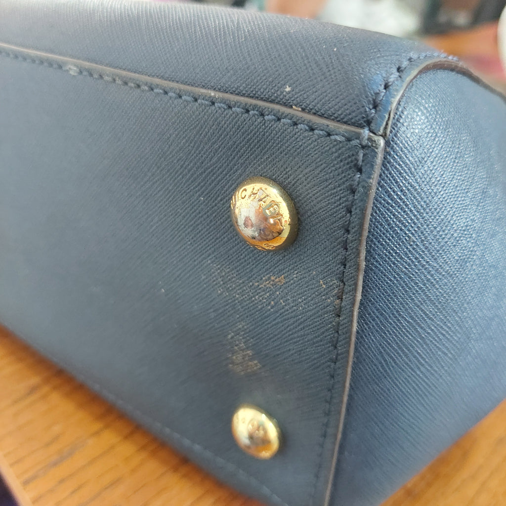Michael Kors Navy Leather Handbag | Pre Loved |