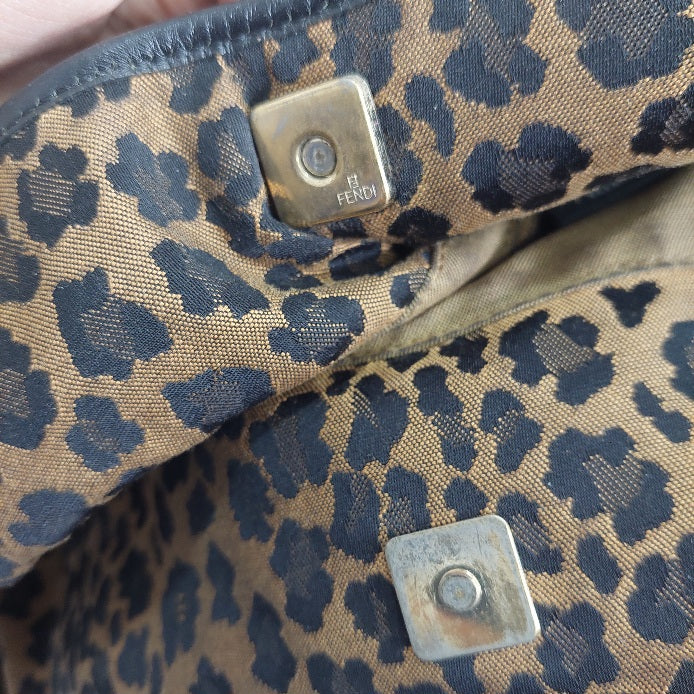 Fendi Canvas Monogram & Cheetah Print Hobo Bag | Pre Loved |