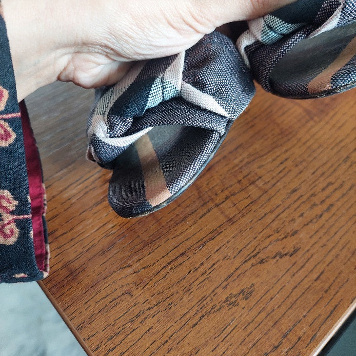 Burberry Checked Canvas Bow Embellished Heel Sandals | Pre Loved |