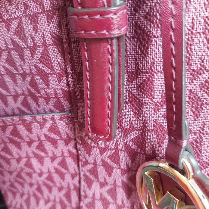Michael Kors Plum Monogram Jet Set Travel Medium Tote | Pre Loved |