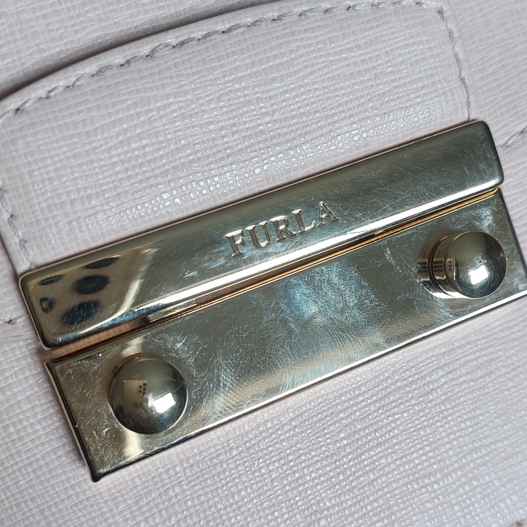 Furla Light Pink Julia Saffiano Leather Chain Shoulder Bag | Pre Loved |