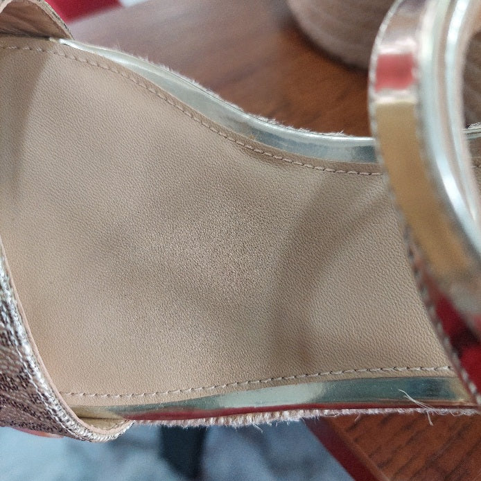 Michael Kors Serena Metallic Logo Wedge Sandals | Brand New |