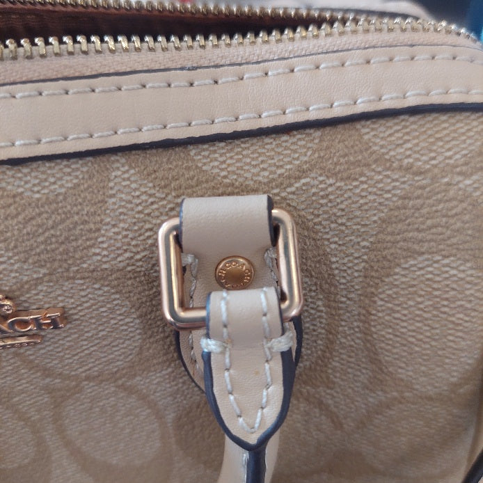 Coach Beige Signature Canvas Mini Rowan Crossbody Bag | Pre Loved |