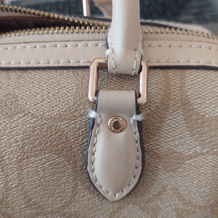Coach Beige Signature Canvas Mini Rowan Crossbody Bag | Pre Loved |