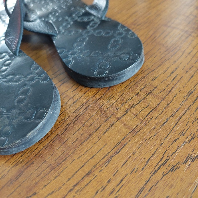 Tory Burch Black Leather Monroe Thong Sandals | Pre Loved |