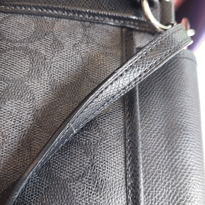 Coach Black Ward Signature Monogram Coated Canvas Leather Tote Bag | Pre Loved |