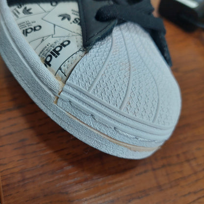 Adidas Cloud White And Black Superstar Label Collage Shoes | Brand New |