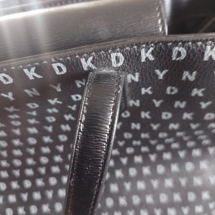 DKNY Black Medium Monogram Print Tote Bag | Gently Used |