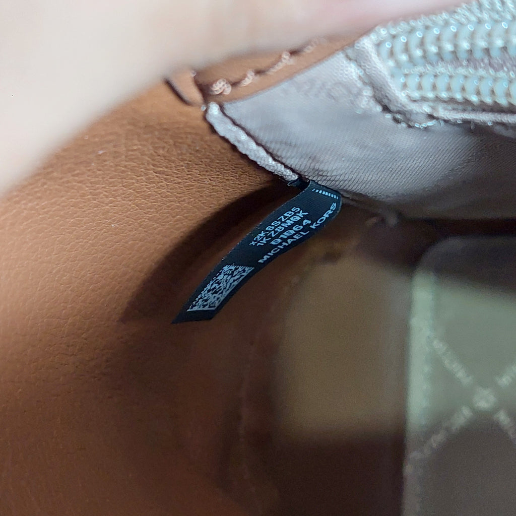 Michael Kors Brown Signature Leatherette Reed Satchel Bag | Gently Used |