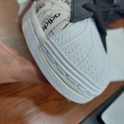 Adidas Cloud White And Black Superstar Label Collage Shoes | Brand New |