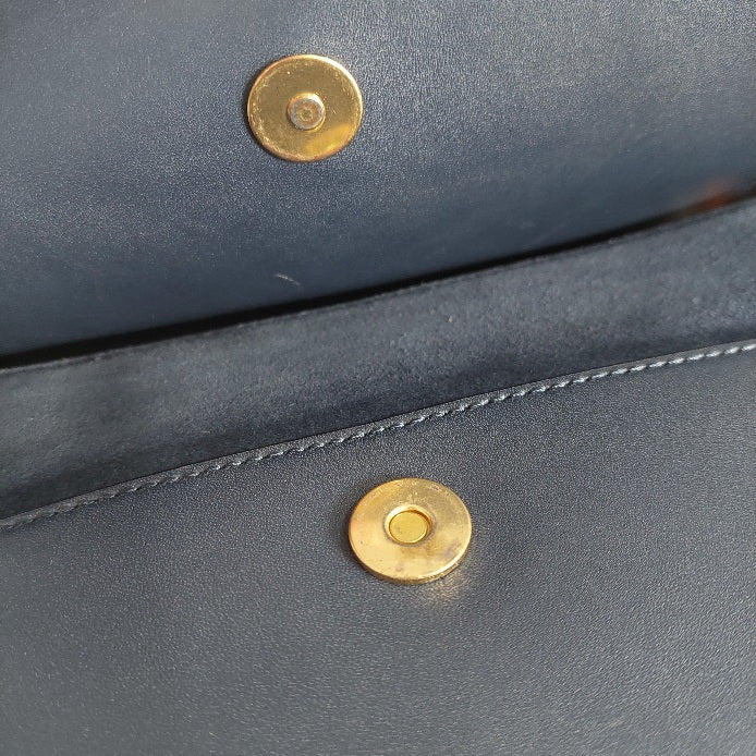 Tory Burch Royal Navy Leather & Suede Farrah Shoulder Bag | Gently Used |