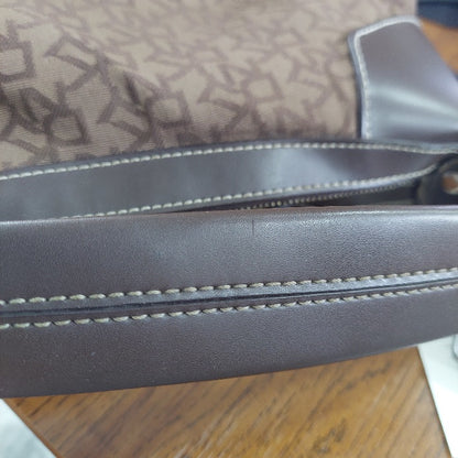 DKNY Monogram Canvas Leather Trim Hobo Bag | Gently Used |